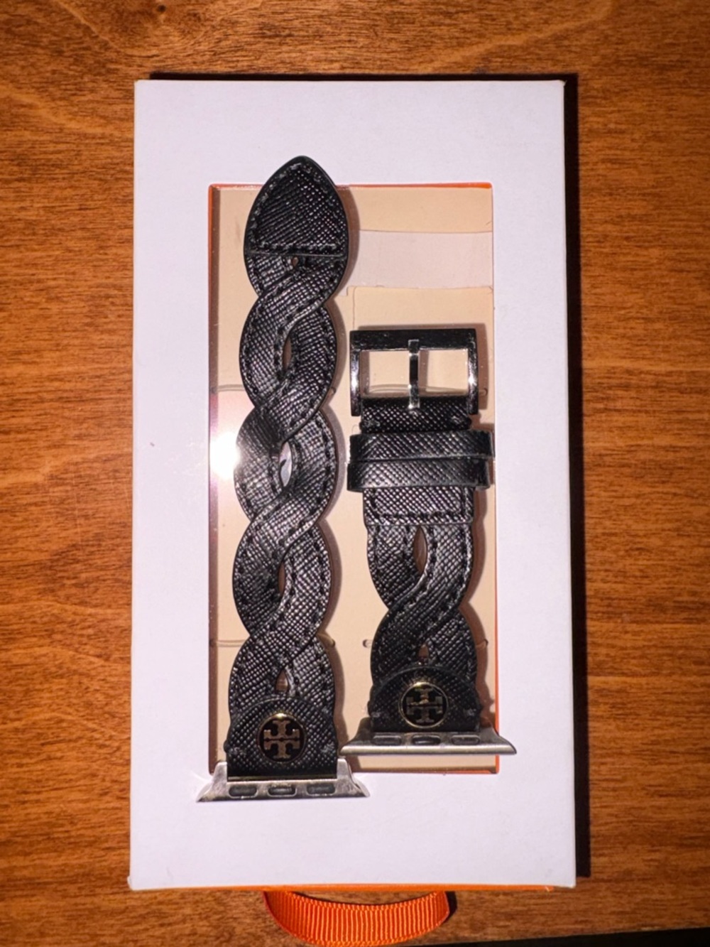 Tory Burch Black Braided Leather Apple Watch Band